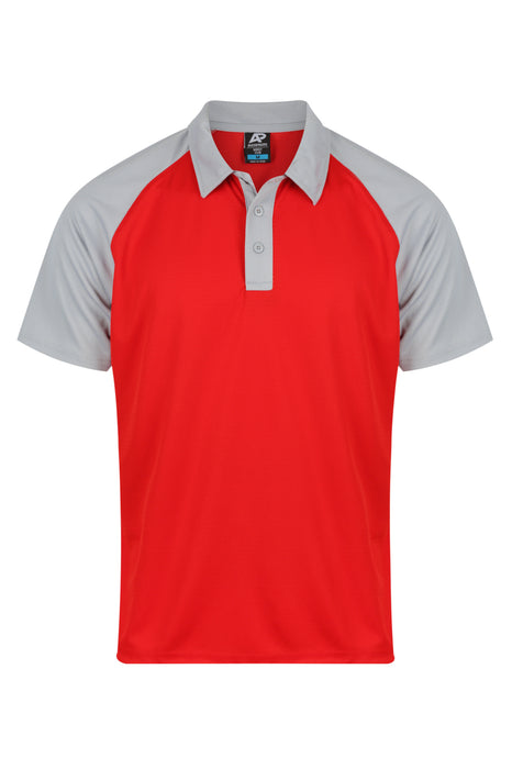 MANLY MENS POLOS - RED/SILVER