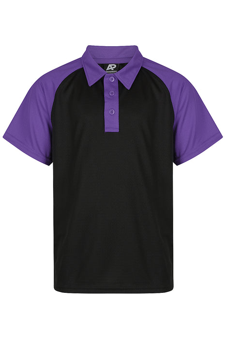 MANLY KIDS POLOS - BLACK/ELECTRIC PURPLE - RUNOUT