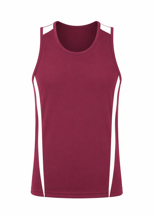 EUREKA MENS SINGLETS - MAROON/WHITE - RUNOUT