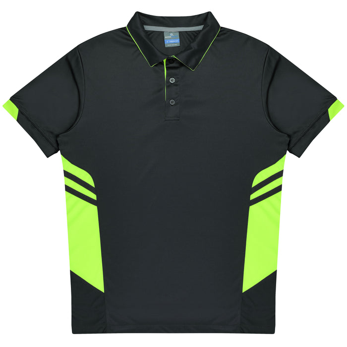 TASMAN MENS POLOS - SLATE/NEON YELLOW - RUNOUT