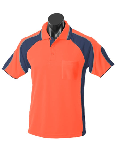 MURRAY MENS POLOS - ORANGE/NAVY - RUNOUT