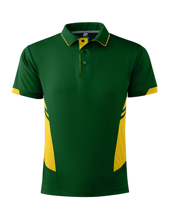 TASMAN MENS POLOS - BOTTLE/GOLD