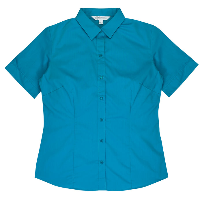 MOSMAN LADY SHIRT SHORT SLEEVE - AQUA - RUNOUT