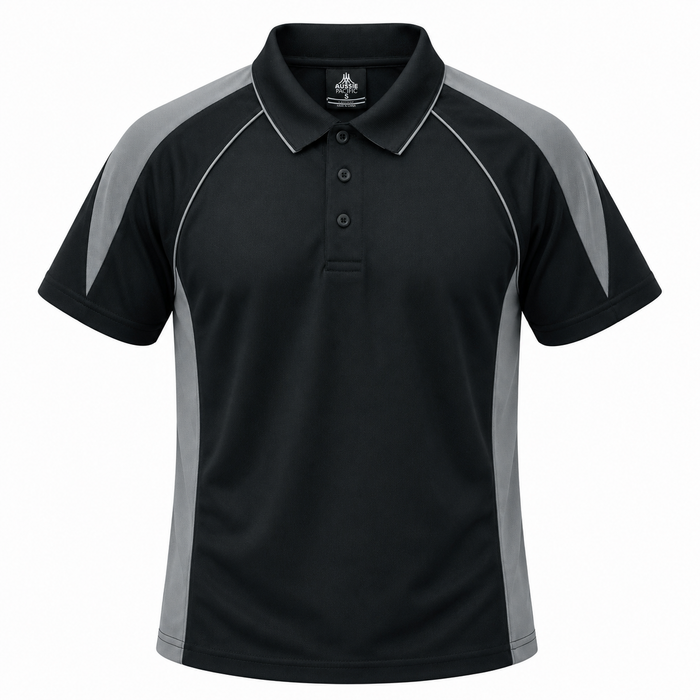 PREMIER MENS POLOS - BLACK/ASHE - RUNOUT