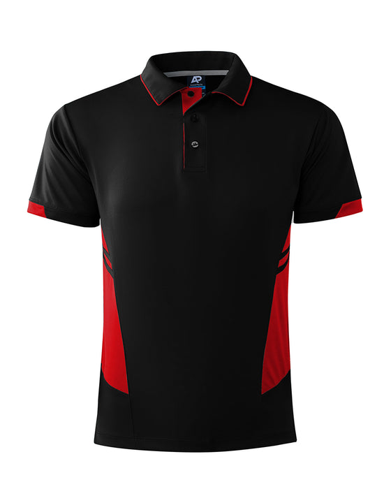 TASMAN MENS POLOS - BLACK/RED