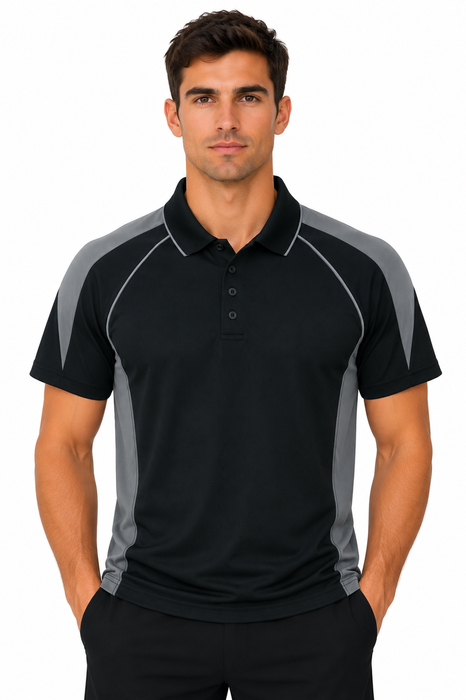 PREMIER MENS POLOS - BLACK/ASHE