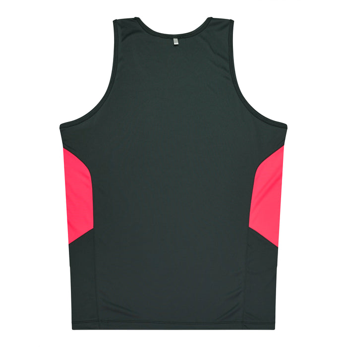 TASMAN MENS SINGLETS - SLATE/NEON PINK - RUNOUT
