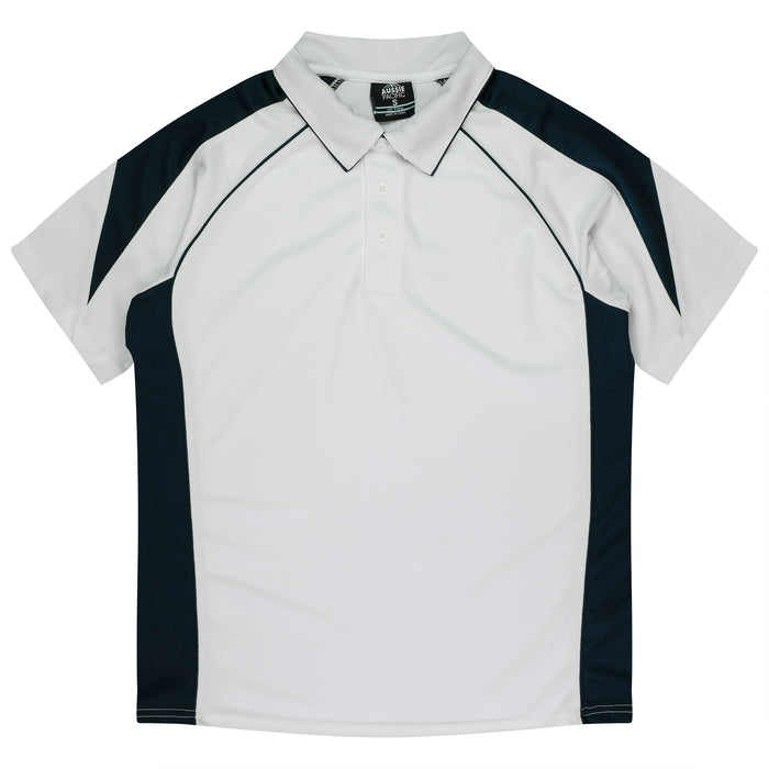 PREMIER MENS POLOS - WHITE/NAVY - RUNOUT