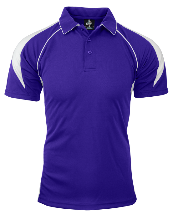 PREMIER MENS POLOS - PURPLE/WHITE - RUNOUT
