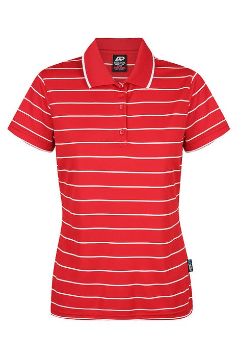 VAUCLUSE LADY POLOS - RED/WHITE - RUNOUT