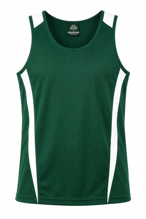 EUREKA MENS SINGLETS - BOTTLE/WHITE - RUNOUT