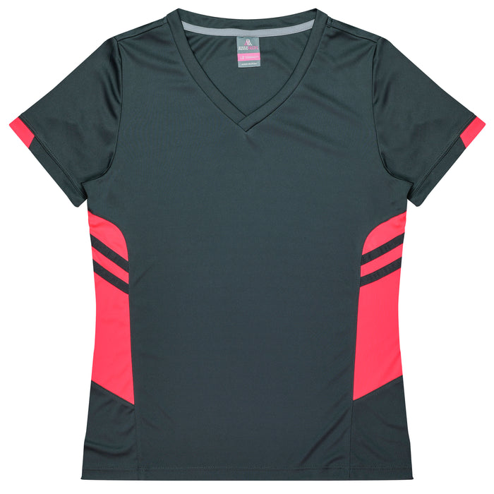 TASMAN LADY TEES - SLATE/NEON PINK - RUNOUT
