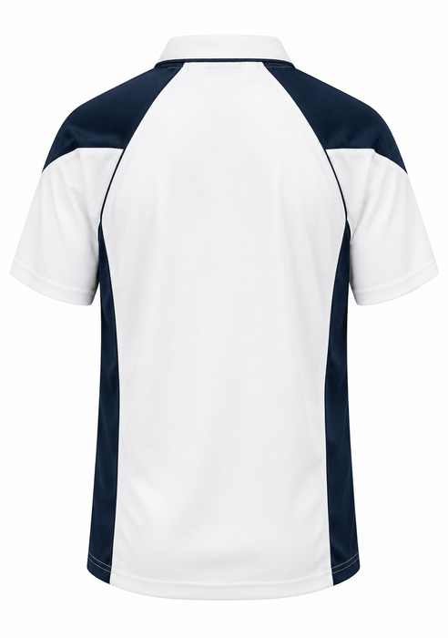 PREMIER MENS POLOS - WHITE/NAVY - RUNOUT