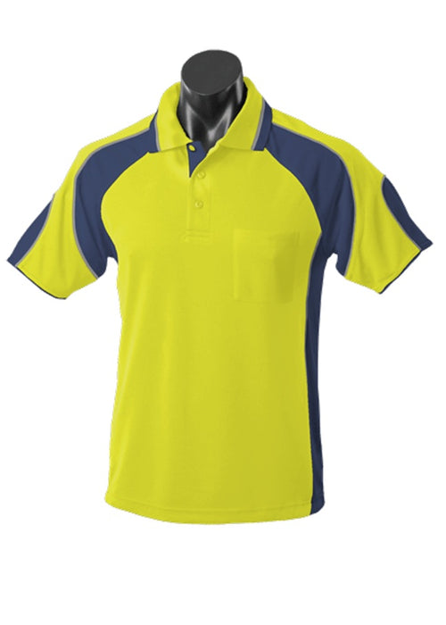 MURRAY MENS POLOS - YELLOW/NAVY - RUNOUT