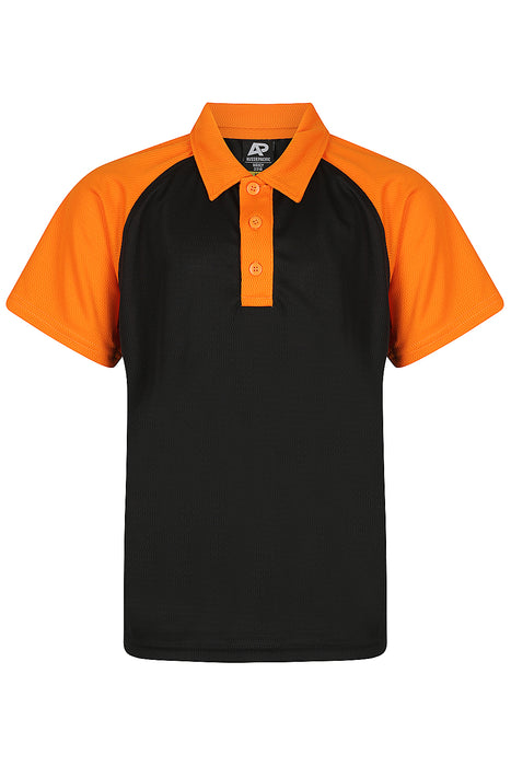 MANLY KIDS POLOS - BLACK/ELECTRIC ORANGE - RUNOUT