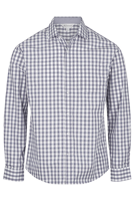 DEVONPORT MENS SHIRT LONG SLEEVE - CHARCOAL/SILVER - RUNOUT