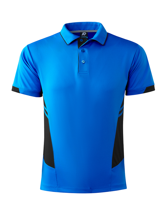 TASMAN MENS POLOS - CYAN/BLACK