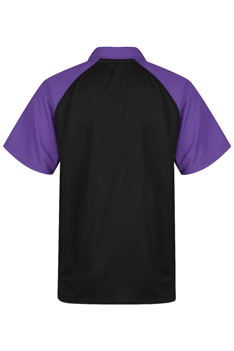 MANLY KIDS POLOS - BLACK/ELECTRIC PURPLE - RUNOUT