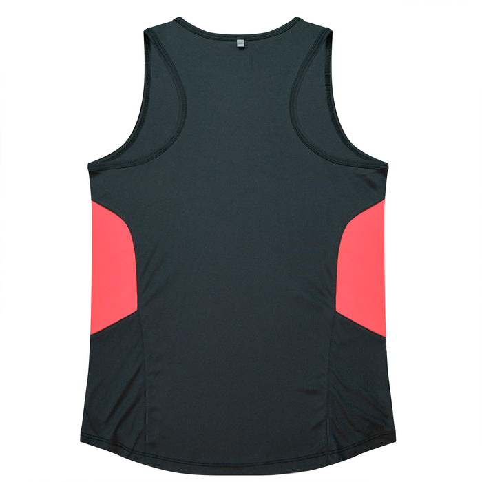 TASMAN LADY SINGLETS - SLATE/NEON PINK - RUNOUT