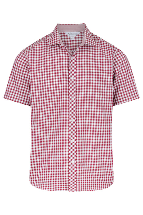 BRIGHTON MENS SHIRT SHORT SLEEVE - CLARET - RUNOUT