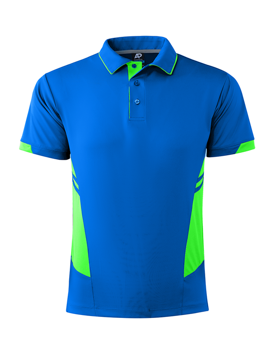 TASMAN MENS POLOS - CYAN/NEON GREEN
