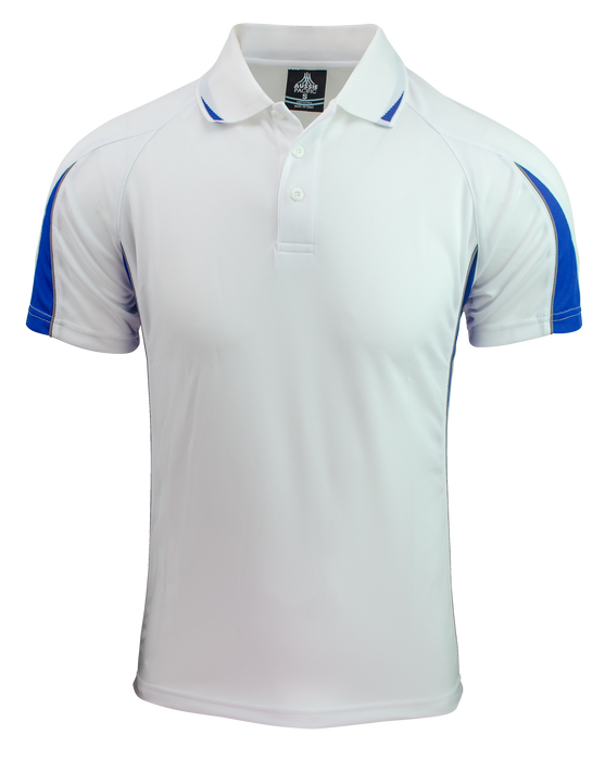 EUREKA MENS POLOS - WHITE/ROYAL - RUNOUT