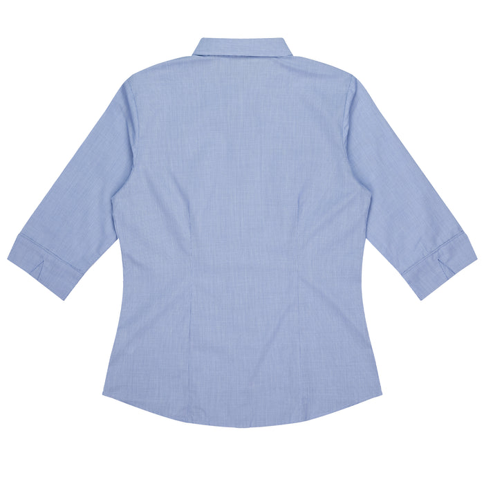 GRANGE LADY SHIRT 3/4 SLEEVE - MID BLUE - RUNOUT