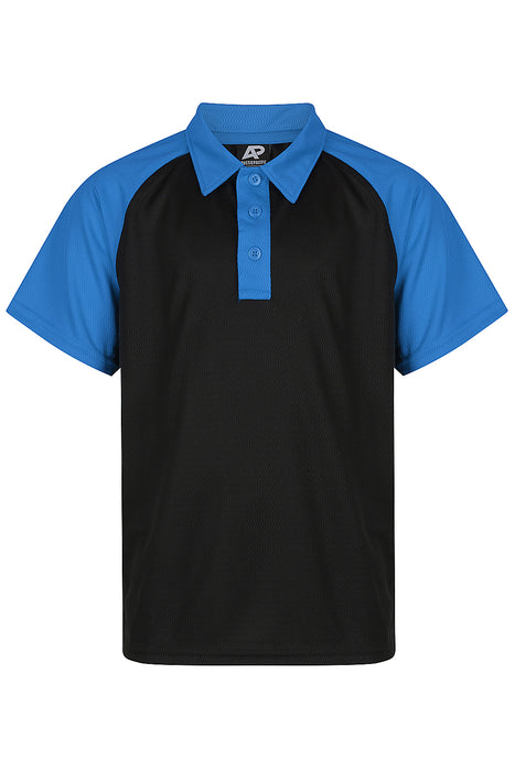 MANLY KIDS POLOS - BLACK/ELECTRIC ROYAL - RUNOUT