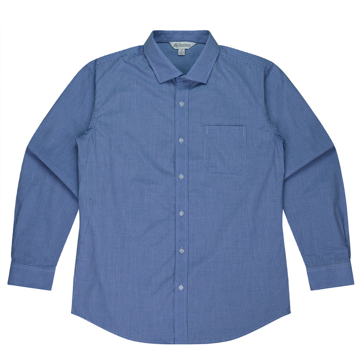 TOORAK MENS SHIRT LONG SLEEVE - NAVY/WHITE - RUNOUT