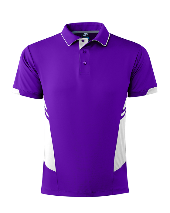 TASMAN MENS POLOS - PURPLE/WHITE