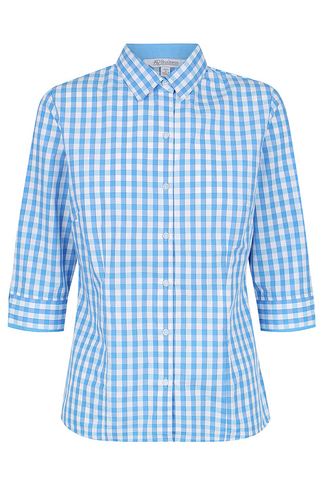 DEVONPORT LADY SHIRT 3/4 SLEEVE - MID BLUE/SKY - RUNOUT