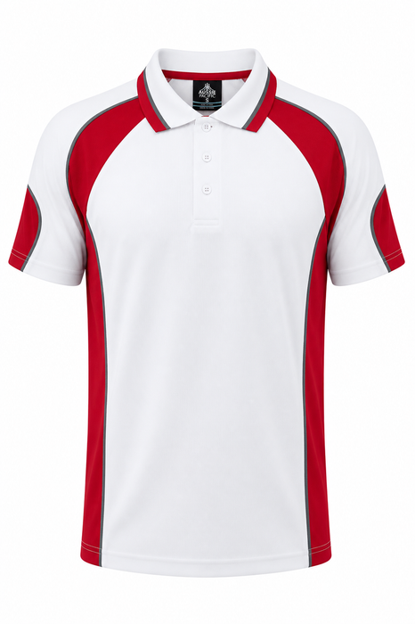 MURRAY MENS POLOS - WHITE/RED - RUNOUT