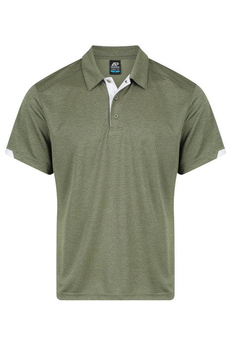 MORRIS MENS POLOS - ARMY GREEN/WHITE