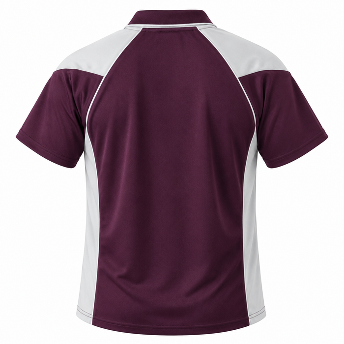 PREMIER MENS POLOS - BURGUNDY/WHITE - RUNOUT