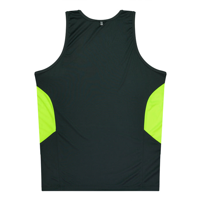 TASMAN MENS SINGLETS - SLATE/NEON YELLOW - RUNOUT