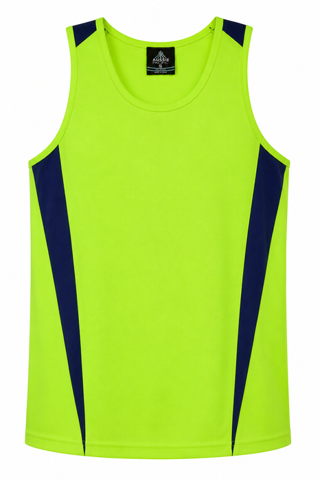 EUREKA MENS SINGLETS - YELLOW/NAVY - RUNOUT