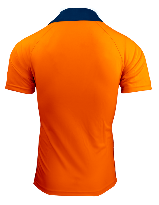 EUREKA MENS POLOS - ORANGE/NAVY - RUNOUT