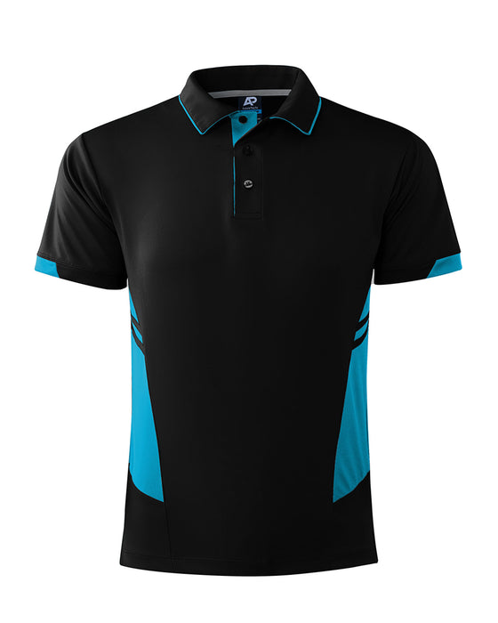 TASMAN MENS POLOS - BLACK/TEAL