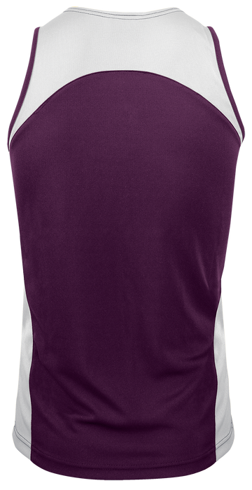 PREMIER MENS SINGLETS - BURGUNDY/WHITE - RUNOUT