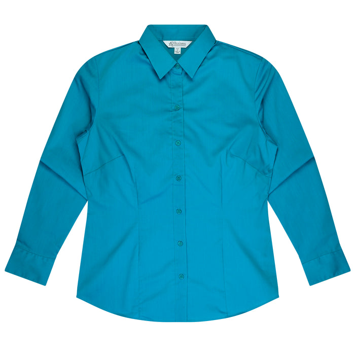 MOSMAN LADY SHIRT LONG SLEEVE - AQUA - RUNOUT