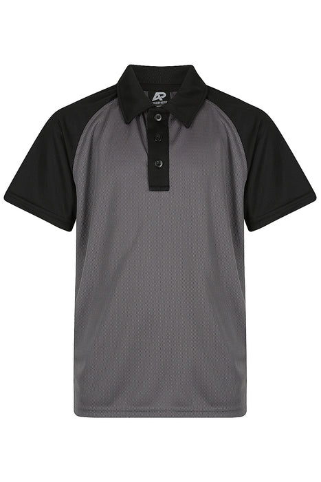 MANLY KIDS POLOS - CHARCOAL/BLACK - RUNOUT