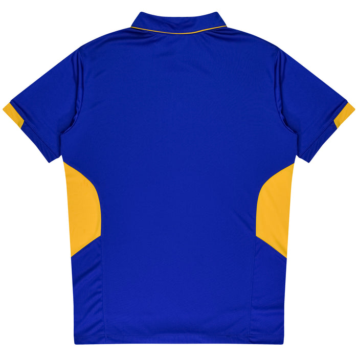 TASMAN MENS POLOS - ROYAL/GOLD - RUNOUT