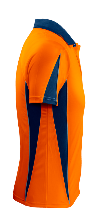 EUREKA MENS POLOS - ORANGE/NAVY - RUNOUT