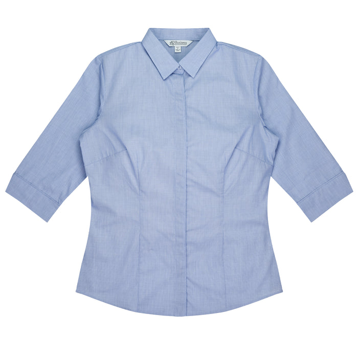 GRANGE LADY SHIRT 3/4 SLEEVE - MID BLUE - RUNOUT