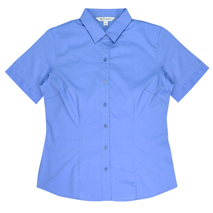 MOSMAN LADY SHIRT SHORT SLEEVE - MID BLUE - RUNOUT