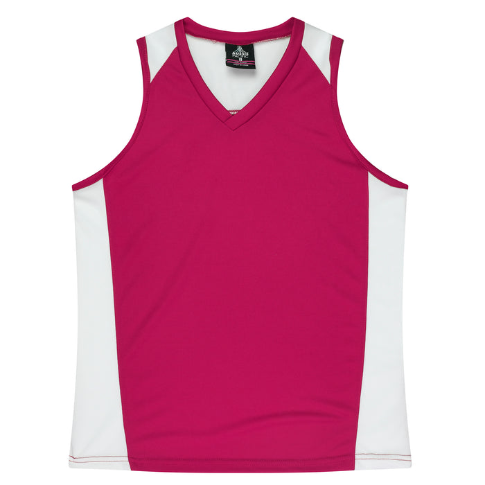 PREMIER LADY SINGLETS - PINK/WHITE - RUNOUT