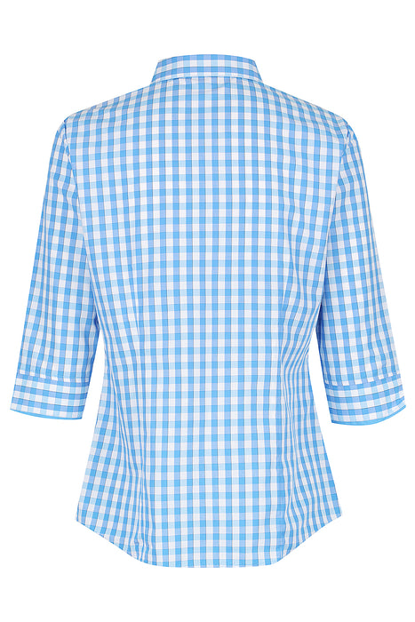 DEVONPORT LADY SHIRT 3/4 SLEEVE - MID BLUE/SKY - RUNOUT
