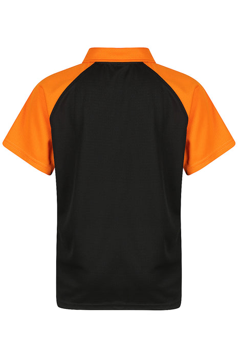 MANLY KIDS POLOS - BLACK/ELECTRIC ORANGE - RUNOUT