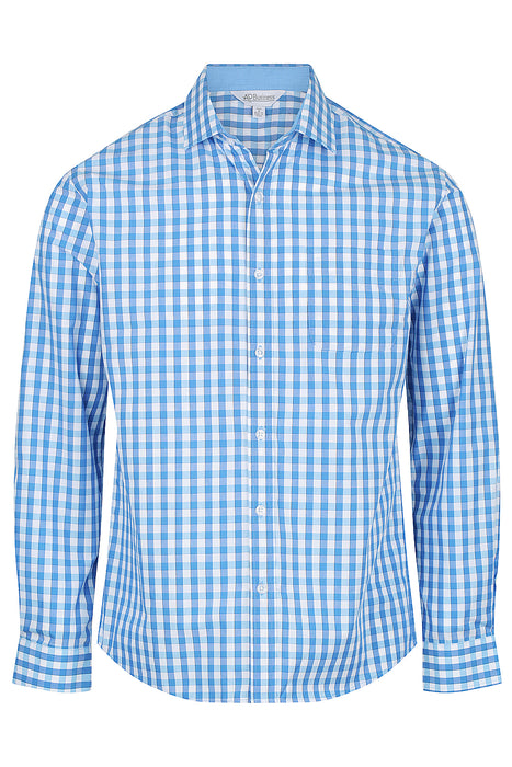 DEVONPORT MENS SHIRT LONG SLEEVE - MID BLUE/SKY - RUNOUT
