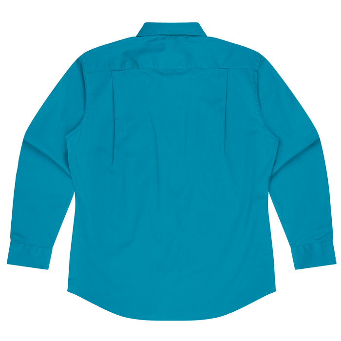 MOSMAN MENS SHIRT LONG SLEEVE - AQUA - RUNOUT